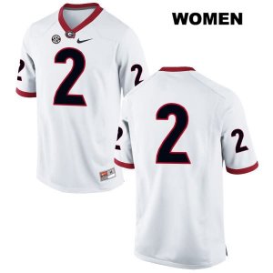 Women's Georgia Bulldogs NCAA #2 Jake Camarda Nike Stitched White Authentic No Name College Football Jersey EMG6754YH